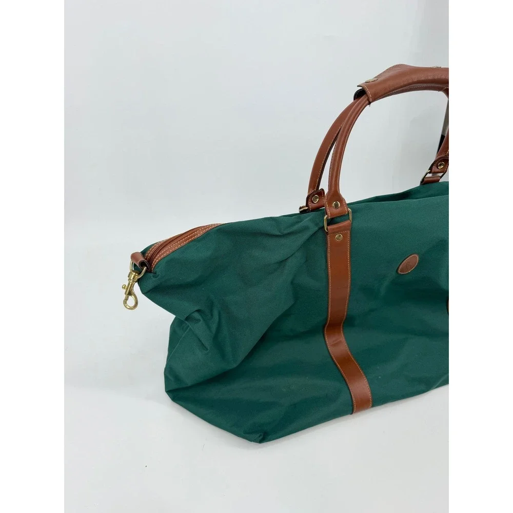 Polo Ralph Lauren Fragrances Green Canvas Duffel Bag Weekender Brown Trim Mens